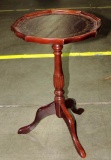 Small Leather Top Pie Crust Table