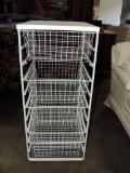 White Wire Basket Rack For Use In Kitchen