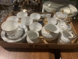 German Porcelain Gold & Silver Rim Cups, Saucers and More