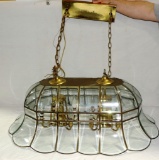 Brass & Clear Glass 8 Light Hanging Chandelier