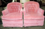 2  Pink Fabric Swivel Rocker Armchairs