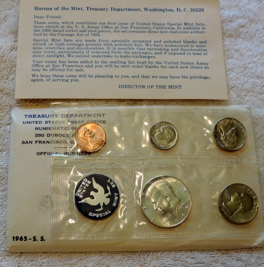 1965 U. S. Special Mint Coin Set In White Envelope