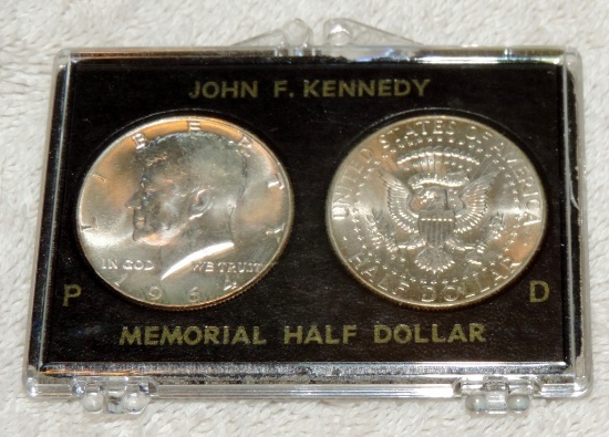 1964 John F. Kennedy Memorial Half Dollars P & D In Case