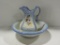 Blue & White Floral Decorated Washbowl & Pitcher