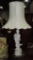 White Oriental Porcelain Figural Lamp With Lotus Flower