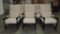 6 Linen Covered Wooden Arm Chairs