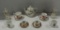 English Teapot, Cup & Saucers, Vinegar Bottles And Luster Cups