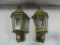 Pair Green Metal Carriage Porch Lamps