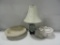 Oriental Style Desk Lamp, PFaltzGraff Casserole Coved Dish & Pottery Center Bowl
