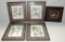 4 Framed Color Flower Prints & Original Oil On Tin Painting In Frame