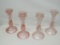 2 Pair Of Pink Glass Candleholders