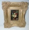 Oil On Wood Board In Deep Carved Gold Frame