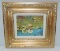 Signed CLAO Oil On Canvas Lilly Pads & Flowers In Pond