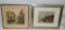 Signed Antique Color Etching & Color Print In Frame