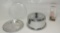 Crystal Serving Trays, Chrome Lid Cake Cover, Zyliss Chopper In Box