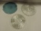 2 Heisey Glass Crystal Platters & Modern Blue Glass Serving Tray