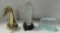 2 Signed Art Glass Items & Brass Duck Book End