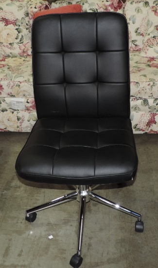 Black Leather Office Chair With Chrome Base