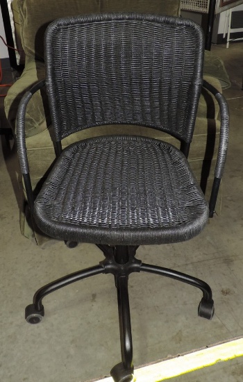 Black Wicker Office Armchair