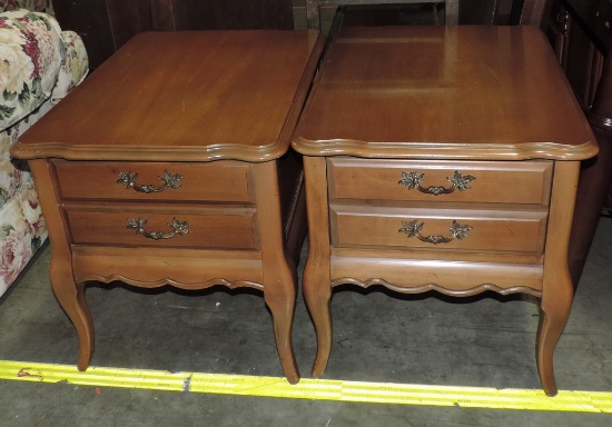 Pair French Provincial 1 Drawer End Tables
