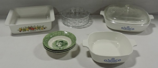 2 Blue Corn Flower Corning Baking Dishes Plus more
