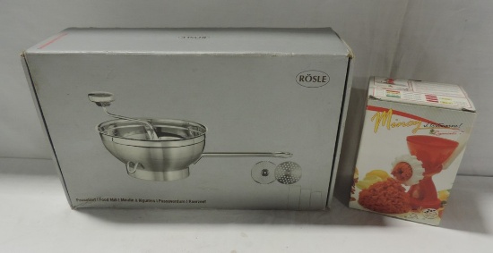 Rosle Food Mill In Box And "Mincey" Meat Mincer In Box