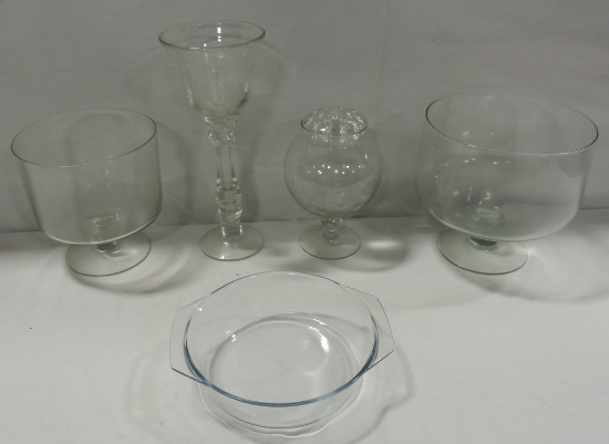 Box Lot Glass Bowls Flower Frog, Bakeware