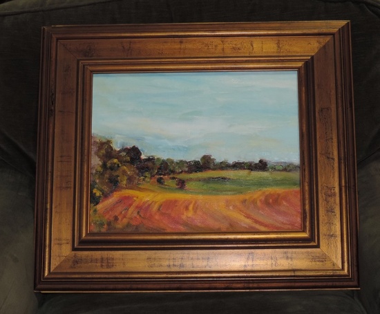 Oil On Artist Board In Gold Frame