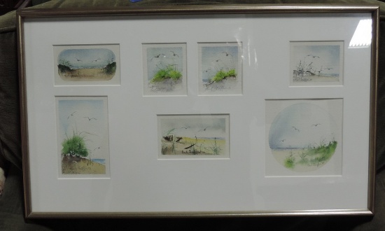 Signed Carl Griffn Watercolors In Single Frame