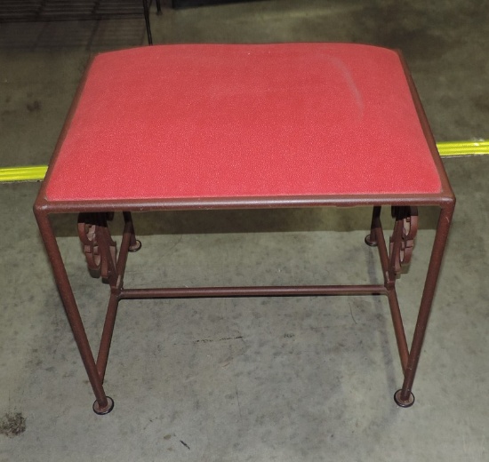 Iron Stool With Red Fabric Seat