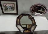 Limited Edition Print, Stained Glass Oval Mirror & Plastic Wall Mirror