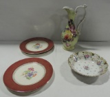 4 Homer Laughlin Plates, Nippon Pitcher & Andrea By Sedek Bowl