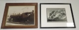 Sepia Photo Of Locomotive & Ansel Adams Style Mountain Photograph