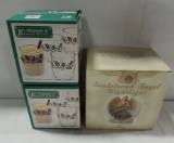 2 Boxes 8 Pc. Drink Set And Sculptured Angel Nightlight In Box
