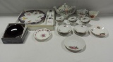 Tray Lot Ceramic Cup & Saucers, Tea Pot, Cake Plate And More
