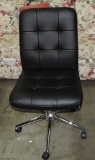 Black Leather Office Chair With Chrome Base