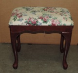 Mahogany Floral Covered Stool