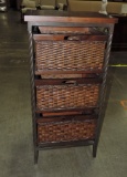 Wood & Rattan Basket Storage Shelf
