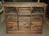 Grey Stained 6 Drawer Wine Shelf