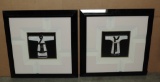 Pair Of Decorative Framed Composition 3-D Images