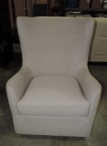 Beige 1/4 Arm Chair Swivel Rocker