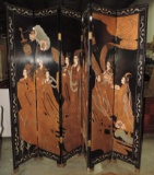 Black Lacquer Oriental 5 Panel Screen