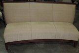 Curved Wood Frame Sofa With Gold/Tan Fabric