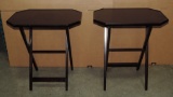 2 Black Painted Wood TV Trays