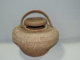Hand Woven Reed Basket With Handle