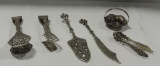 Ornate 5 Pc. Silver Metal Serving Flatware Set