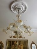 Beautiful 6 Light Murano Art Glass Chandelier