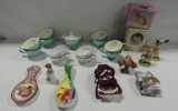 Tray Lot Easter/Holiday Collectibles And Vintage Partial China Set
