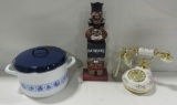 Old Style Telephone, Resin New England Patriots Tiki Statue & Covered Cook Pot