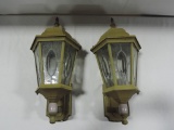 Pair Green Metal Carriage Porch Lamps
